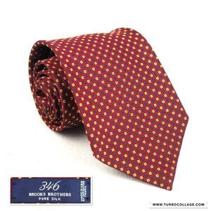 Brooks Brothers Woven Silk Necktie Red Yellow Blue Squares Made in the USA